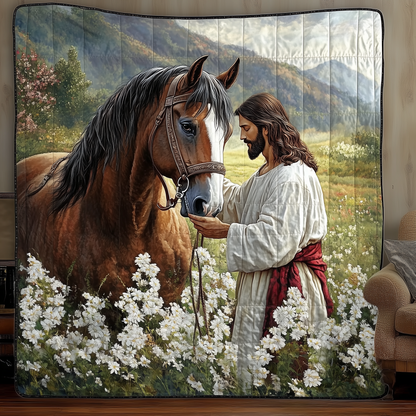 Horse Meets Jesus Quilted Blanket GFTONL586