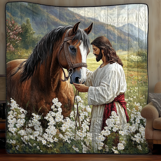 Horse Meets Jesus Quilted Blanket GFTONL586