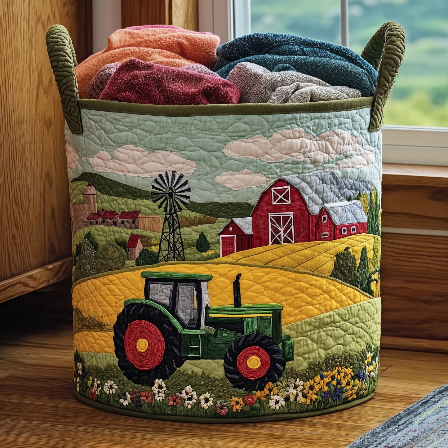 Peaceful Meadow Quilted Laundry Basket GFTONL5871