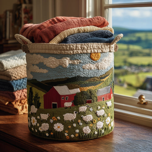 Sheep Meadow Quilted Laundry Basket GFTONL5874