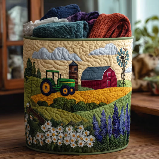 Green Tractor Dream Quilted Laundry Basket GFTONL5878