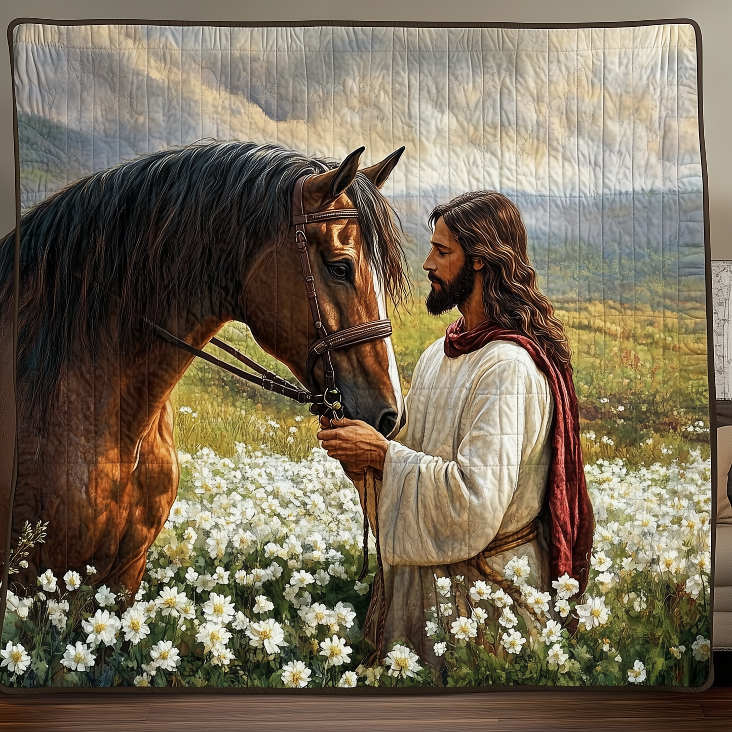 Horse Meets Jesus Quilted Blanket GFTONL587