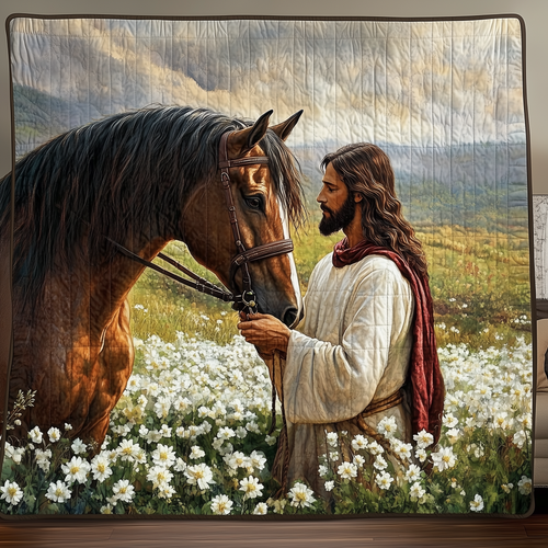 Horse Meets Jesus Quilted Blanket GFTONL587