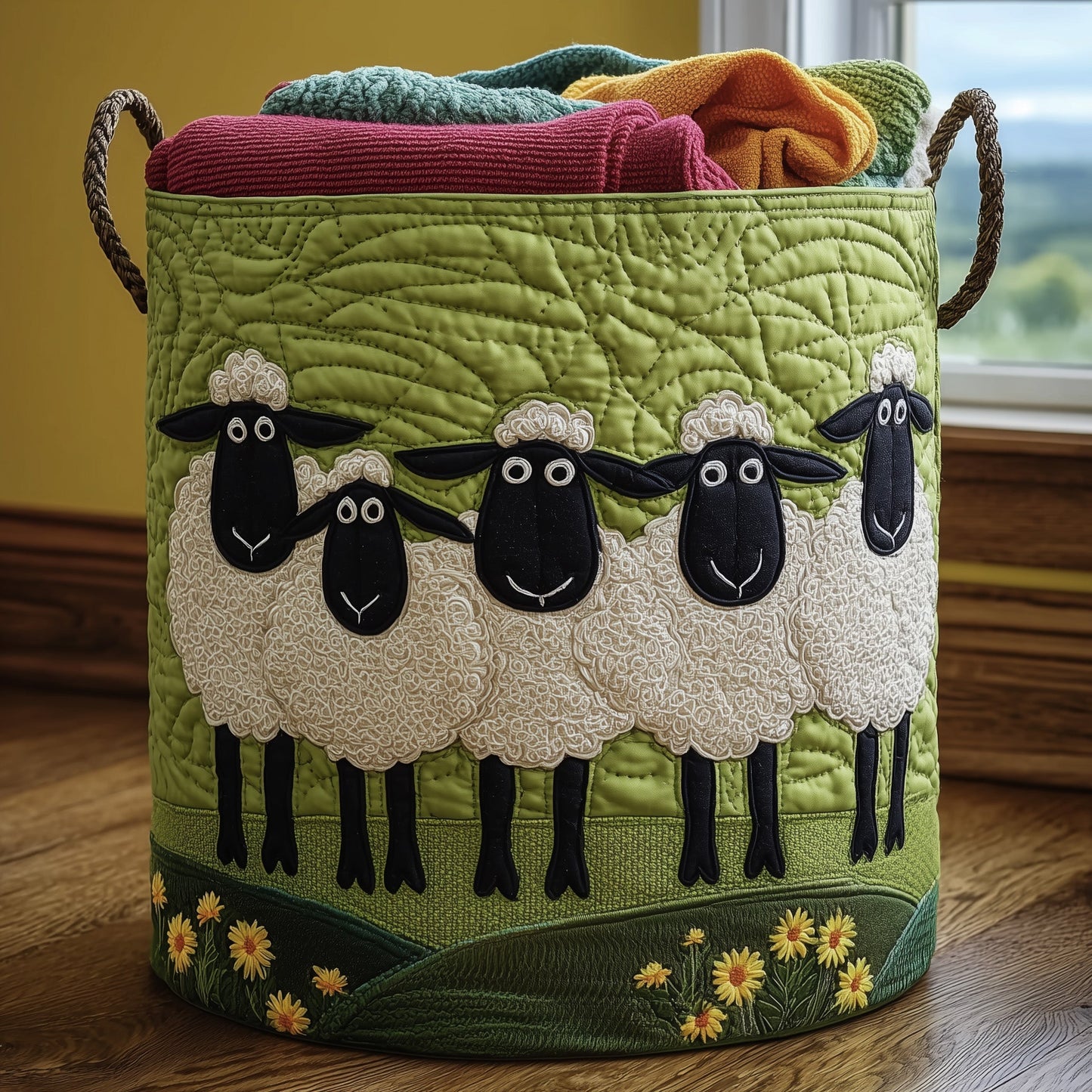 Sheep Heaven Quilted Laundry Basket GFTONL5883