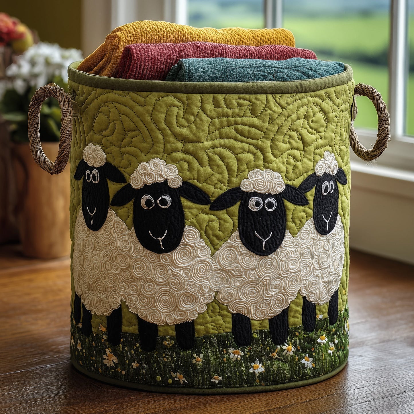 Sheep Heaven Quilted Laundry Basket GFTONL5889