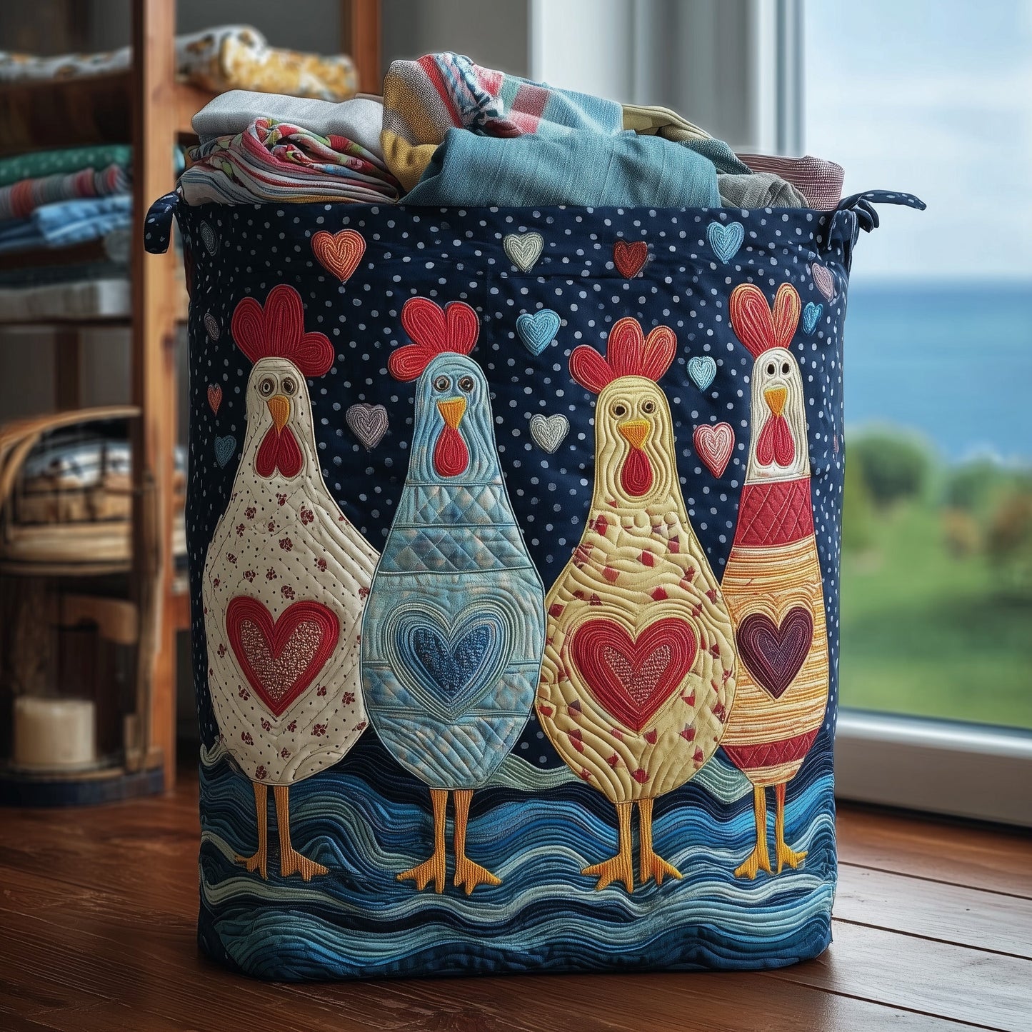 Chicken Dream Quilted Laundry Basket GFTONL5903