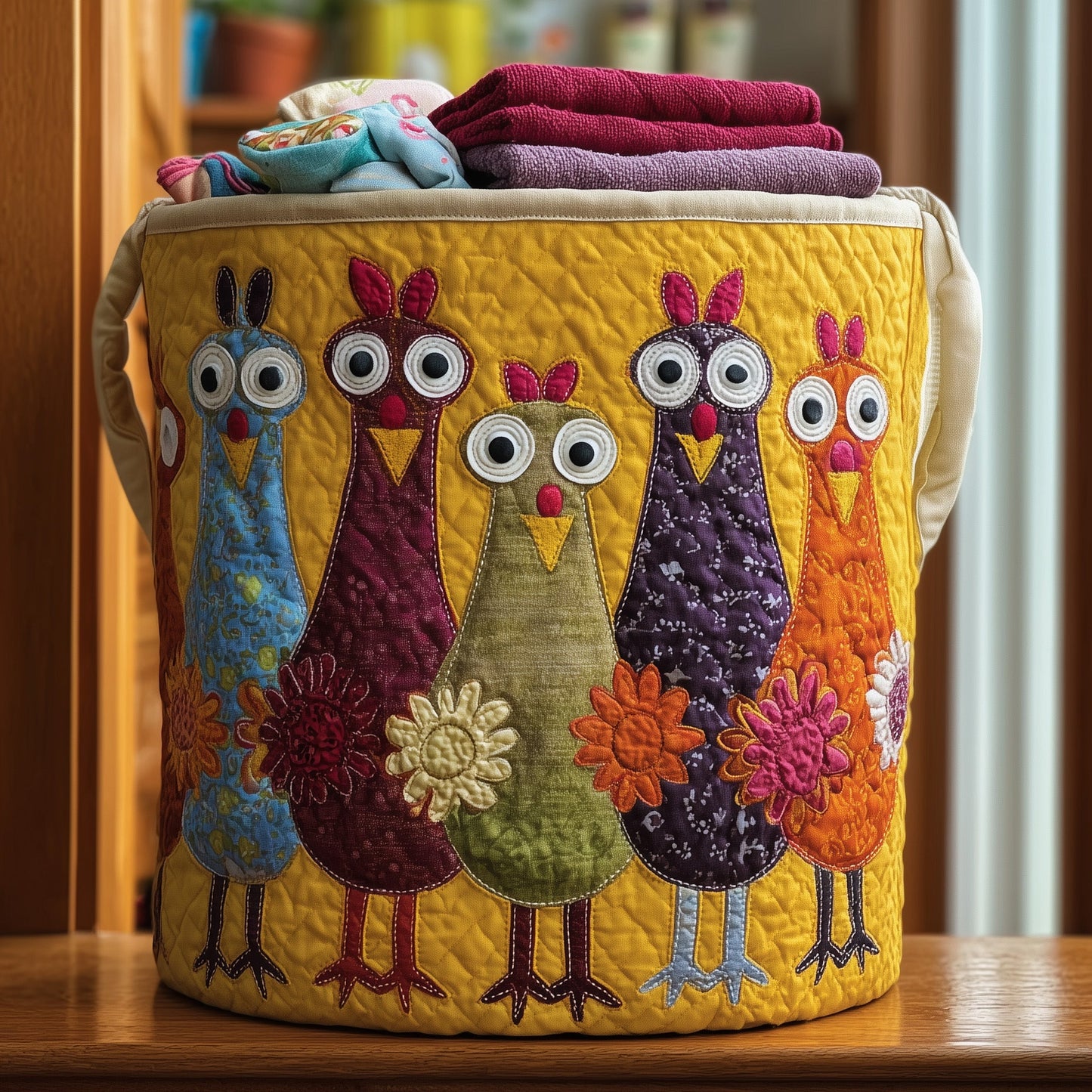 Whimsical Chicken Quilted Laundry Basket GFTONL5906