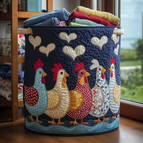 Whimsical Chicken Quilted Laundry Basket GFTONL5908