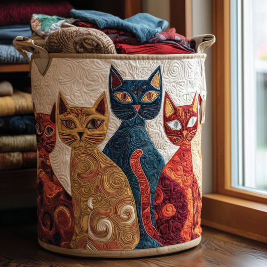 Swirl Cats Quilted Laundry Basket GFTONL5919