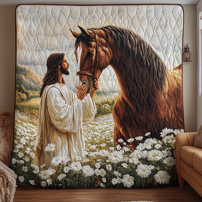 Horse Meets Jesus Quilted Blanket GFTONL591