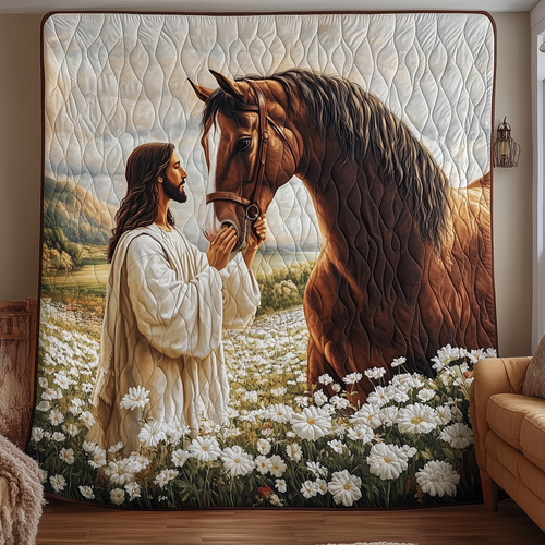 Horse Meets Jesus Quilted Blanket GFTONL591