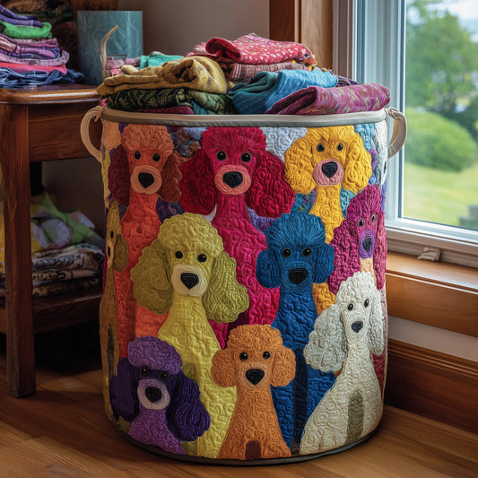 Playful Poodle Quilted Laundry Basket GFTONL5923