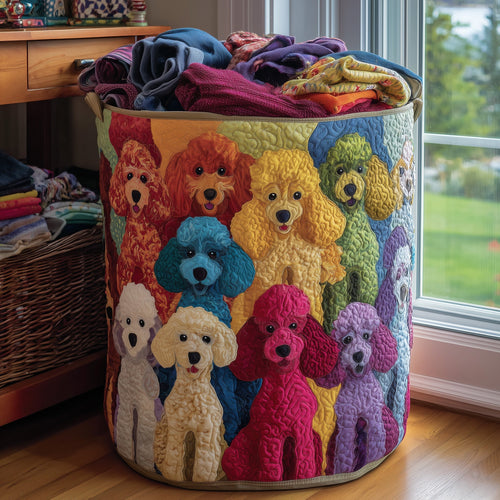 Playful Poodle Quilted Laundry Basket GFTONL5924