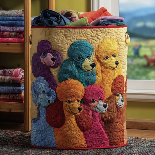 Playful Poodle Quilted Laundry Basket GFTONL5925