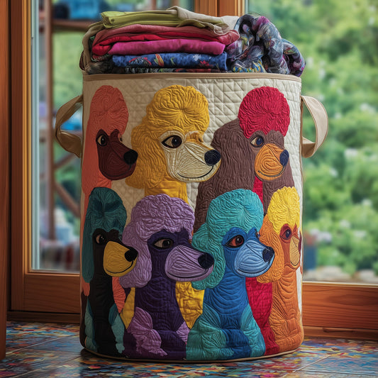 Playful Poodle Quilted Laundry Basket GFTONL5926