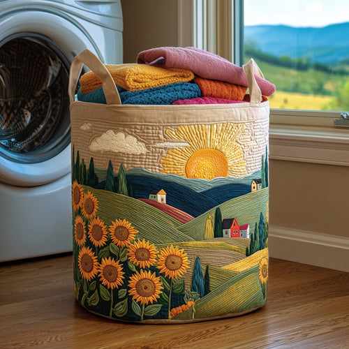 Sunflower Heaven Quilted Laundry Basket GFTONL5929