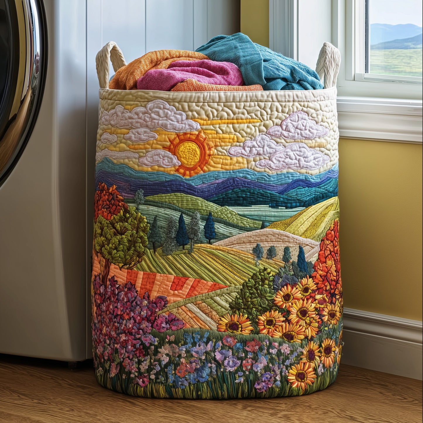 Blooming Valley Quilted Laundry Basket GFTONL5940
