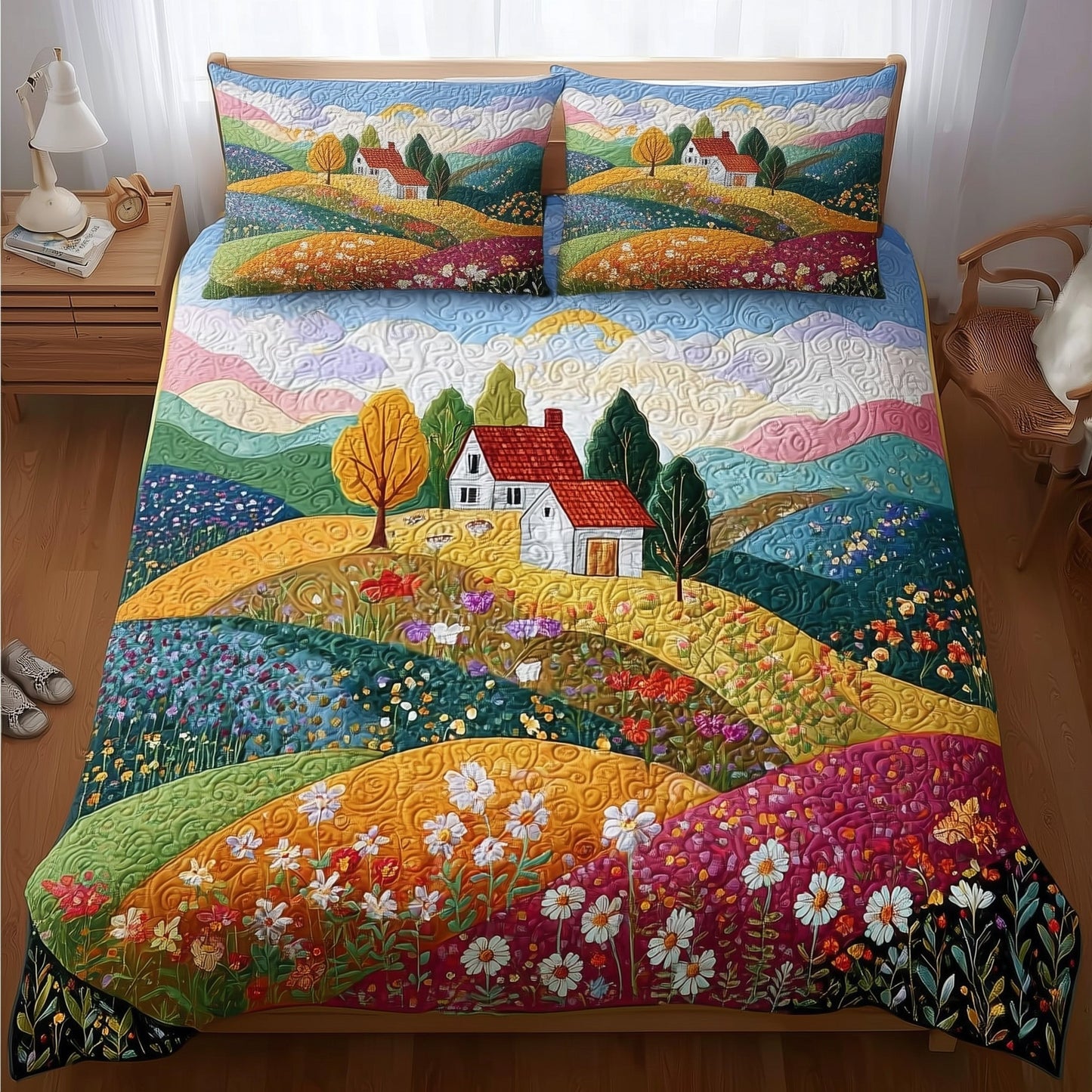 Rolling Heaven 3-Piece Quilted Bedding Set GFTONL5948