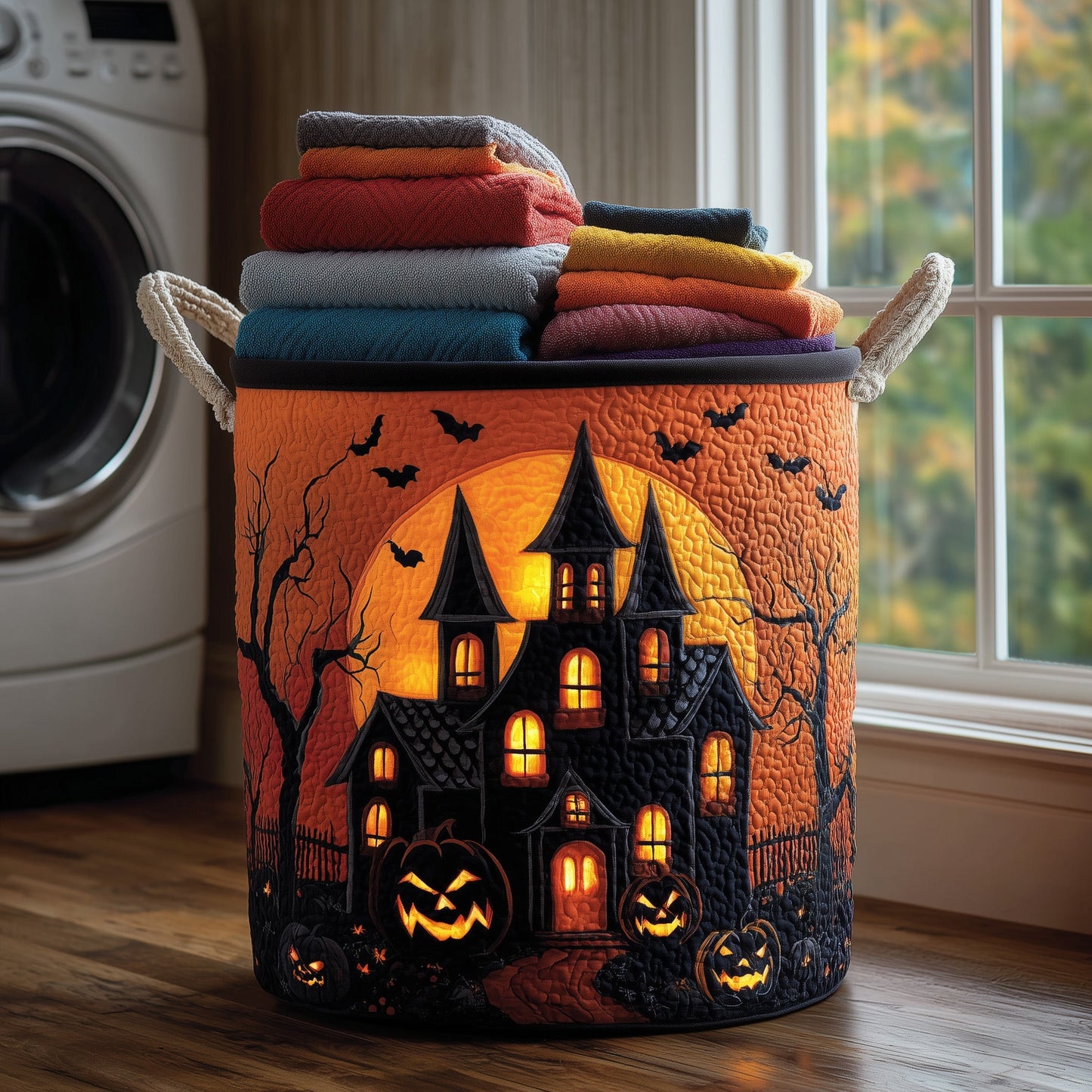 Haunted House Quilted Laundry Basket GFTONL5964