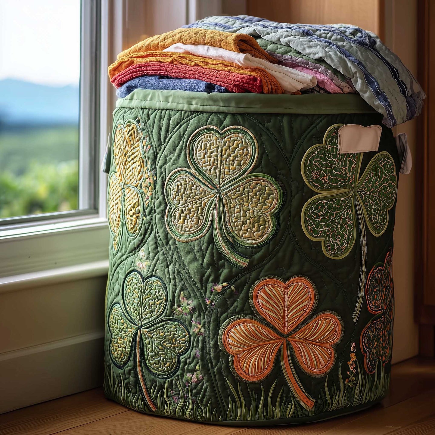 Irish Shamrock Quilted Laundry Basket GFTONL5968