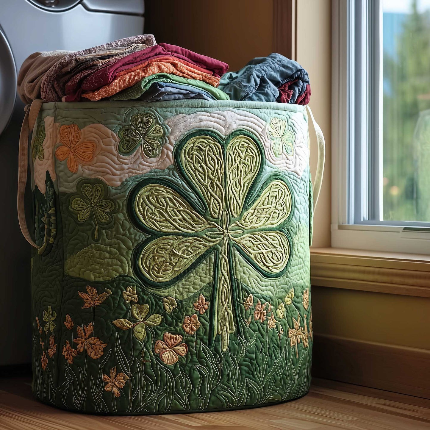 Irish Shamrock Quilted Laundry Basket GFTONL5969