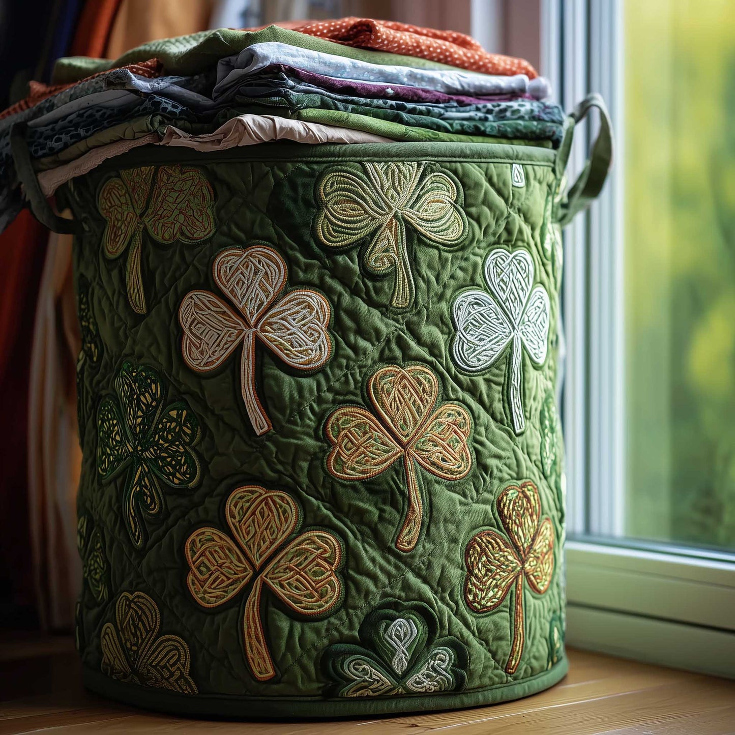 Irish Shamrock Quilted Laundry Basket GFTONL5970