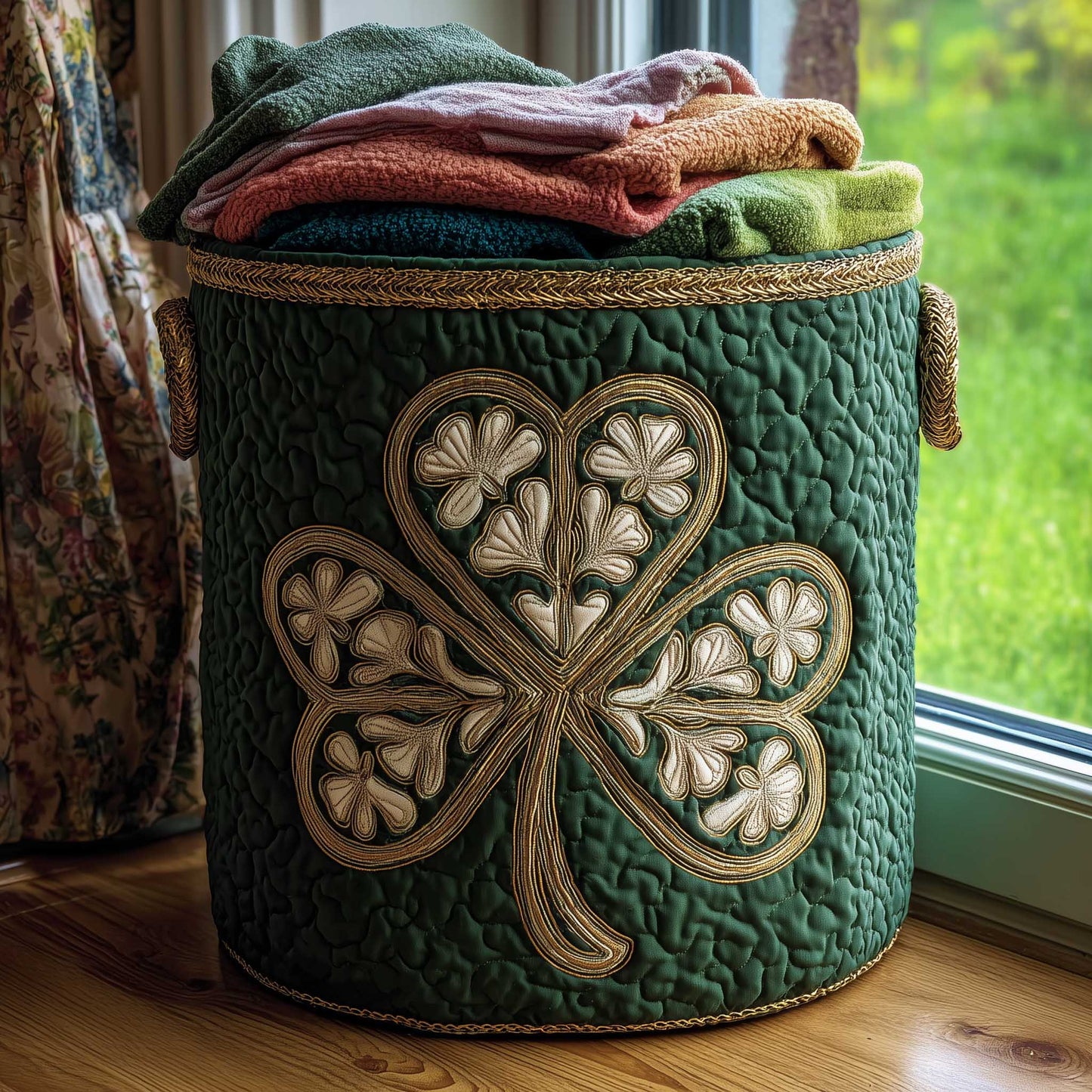 Irish Shamrock Quilted Laundry Basket GFTONL5971