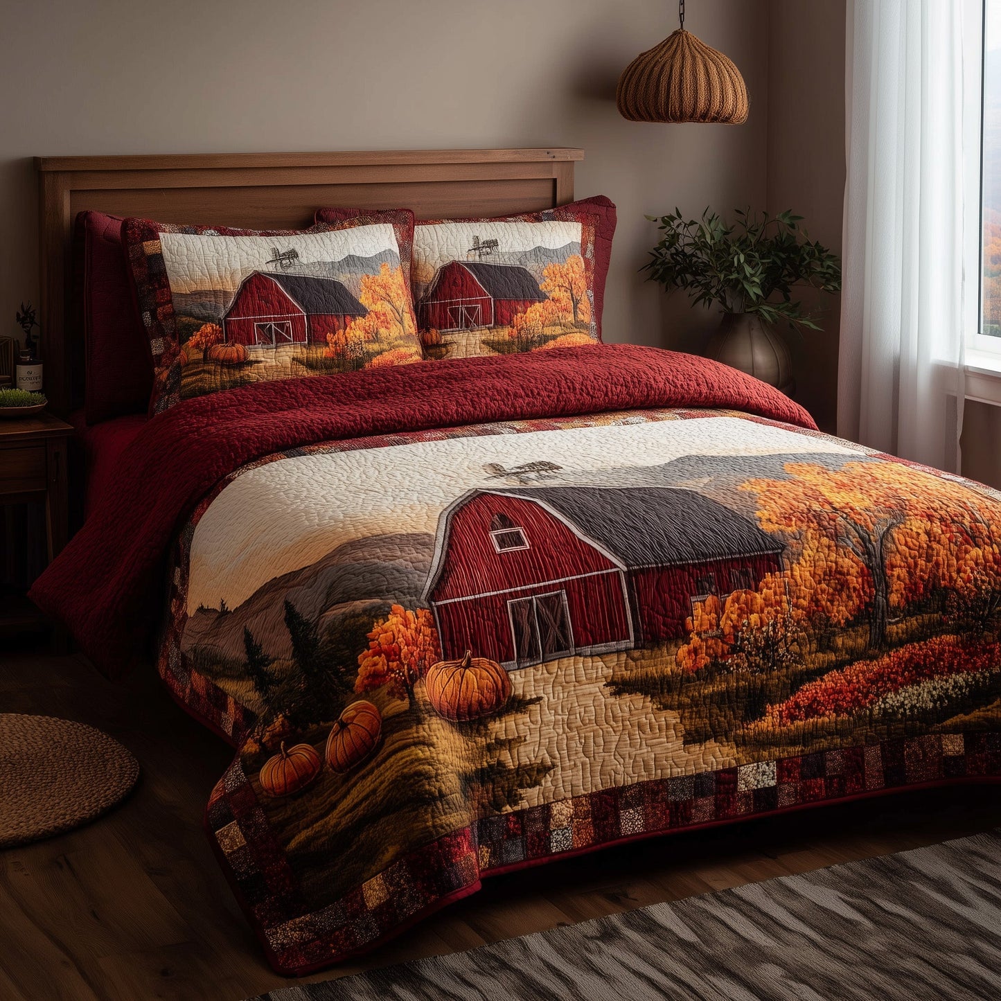 Pumpkin Barn 3-Piece Quilted Bedding Set GFTONL5994
