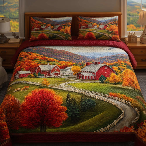 Autumn Villages 3-Piece Quilted Bedding Set GFTONL5995