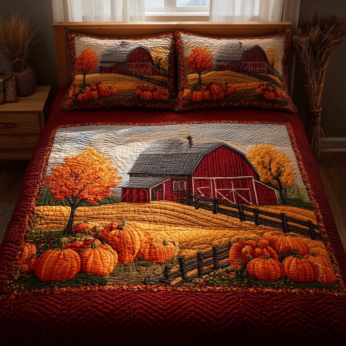 Pumpkin Barn 3-Piece Quilted Bedding Set GFTONL6002