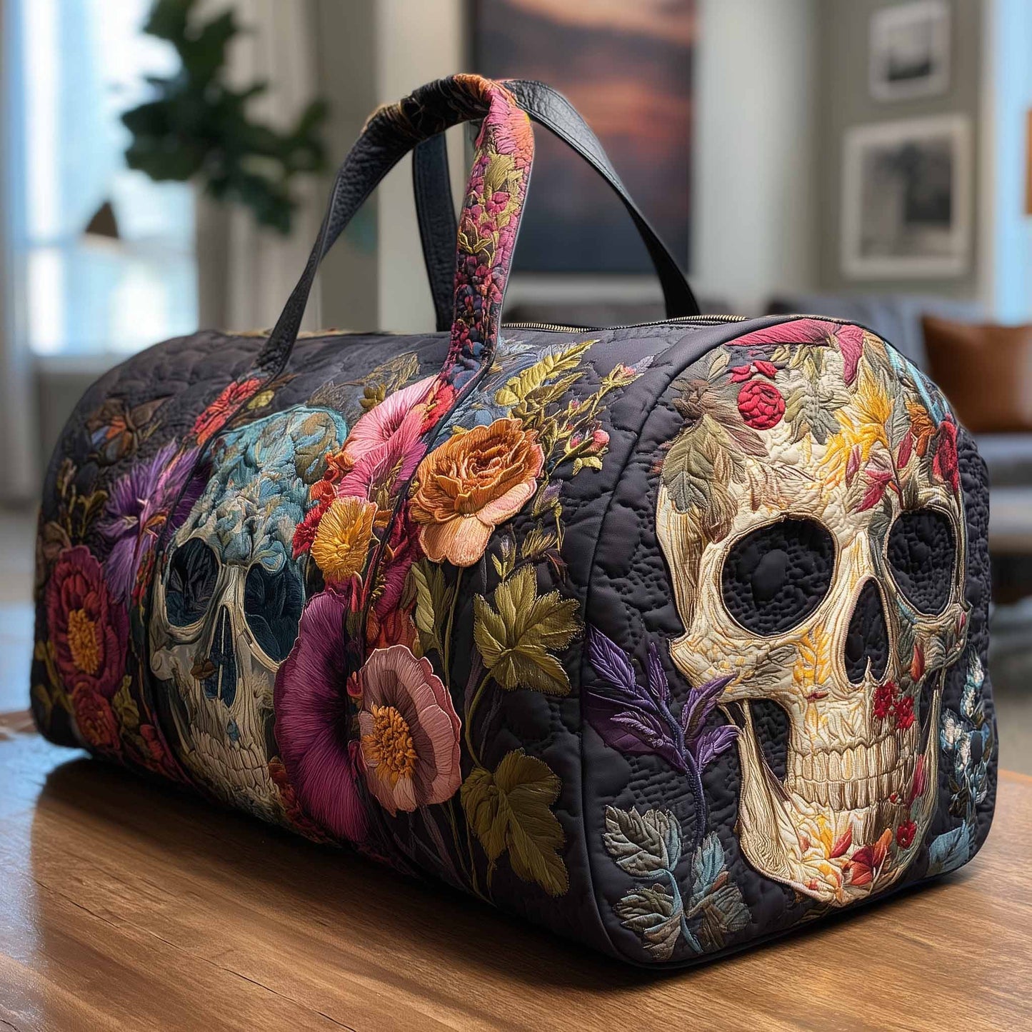 Floral Skull Quilted Duffle Bag GFTONL6022
