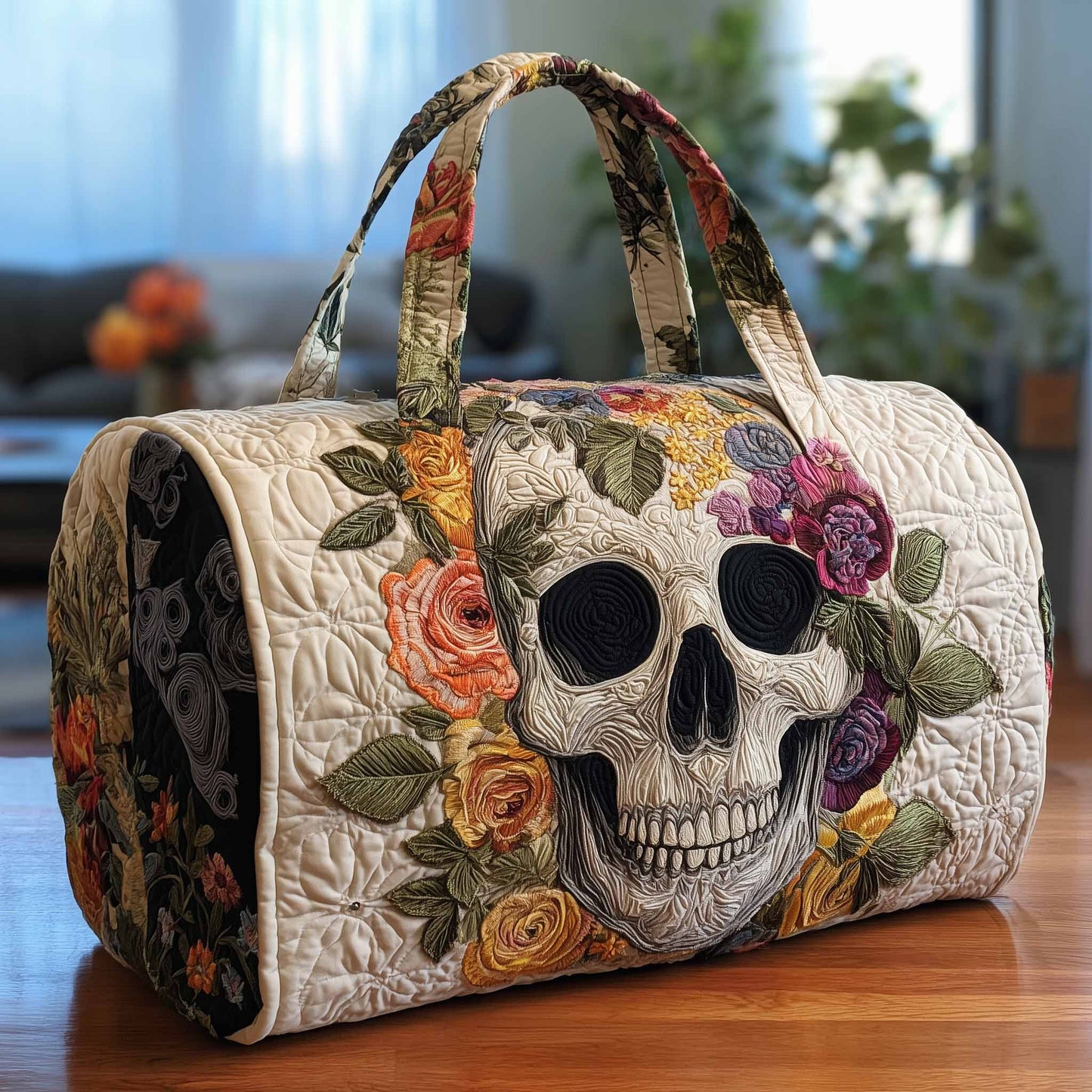 Floral Skull Quilted Duffle Bag GFTONL6028
