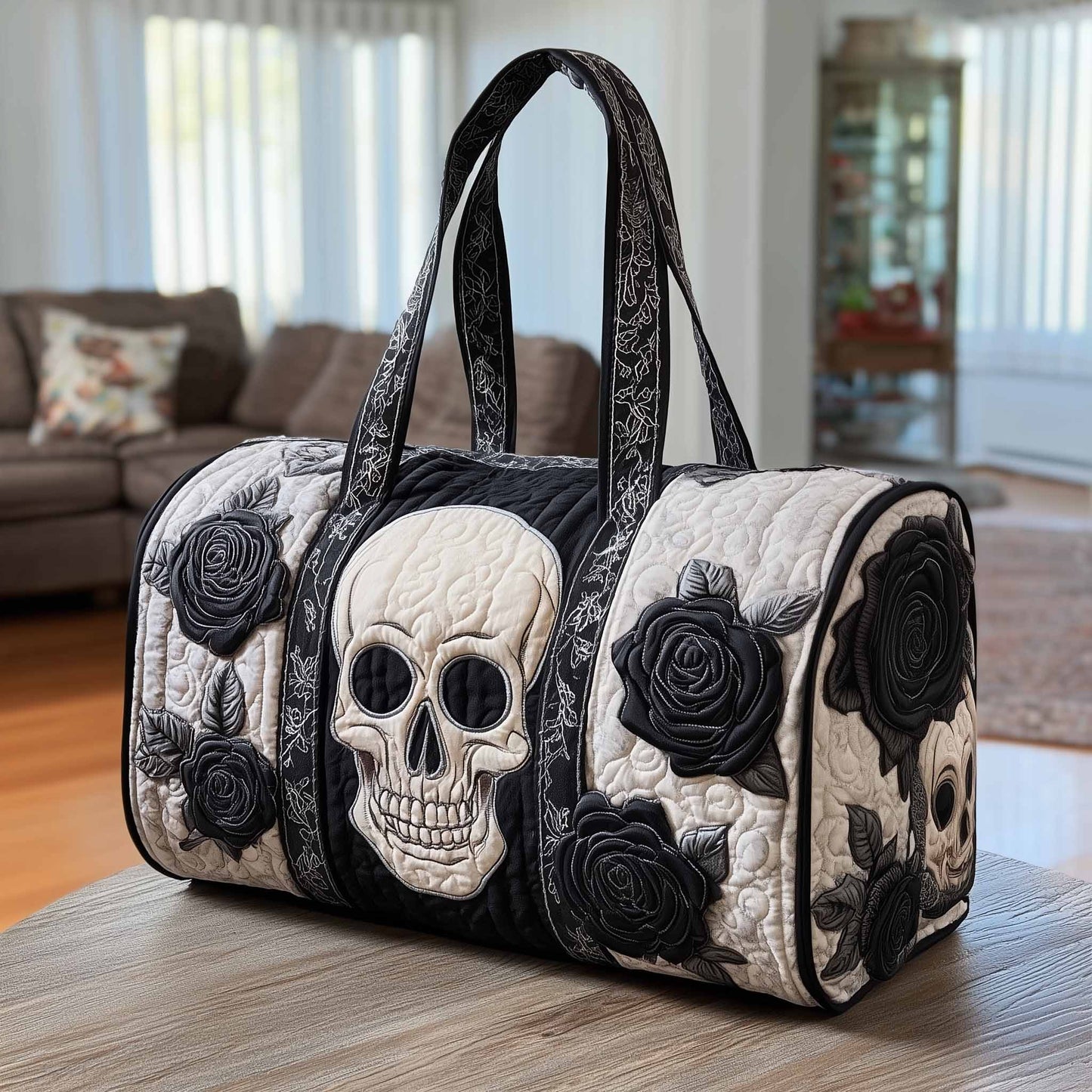 Floral Skull Quilted Duffle Bag GFTONL6031