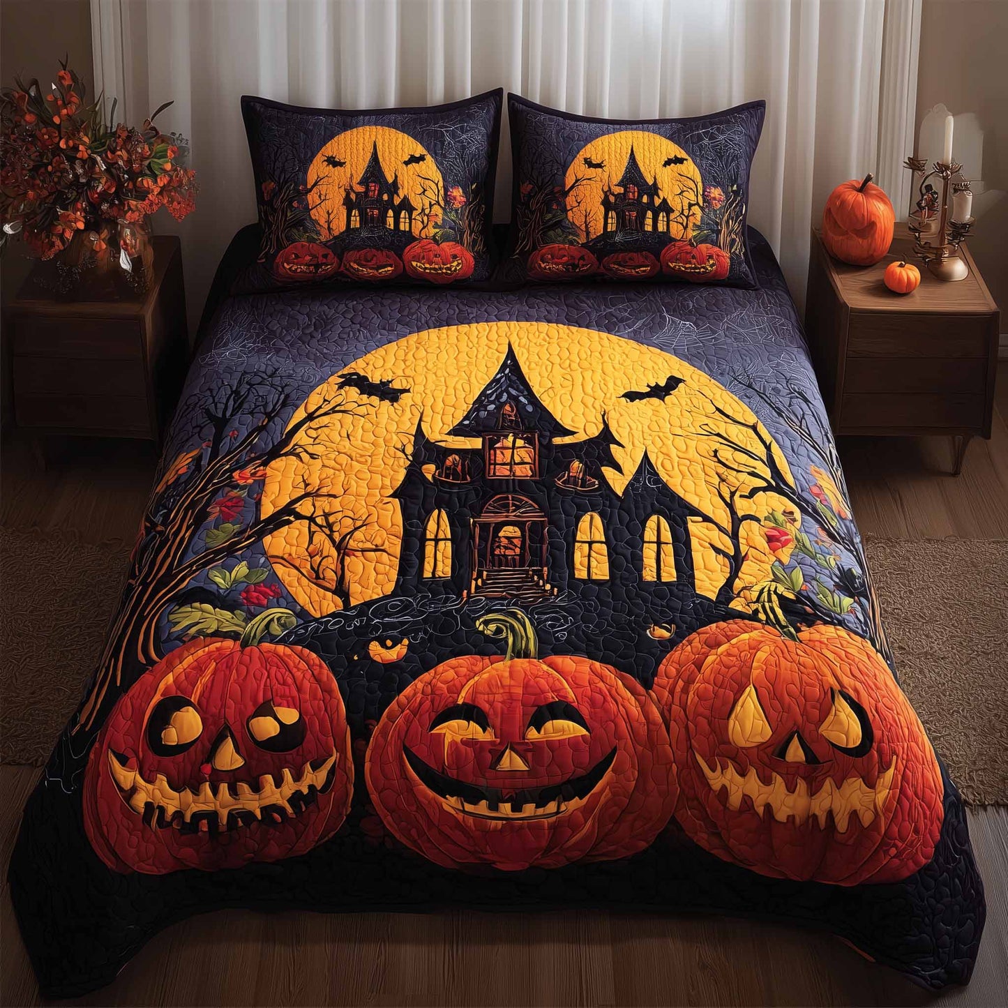 Spooky House 3-Piece Quilted Bedding Set GFTONL6044