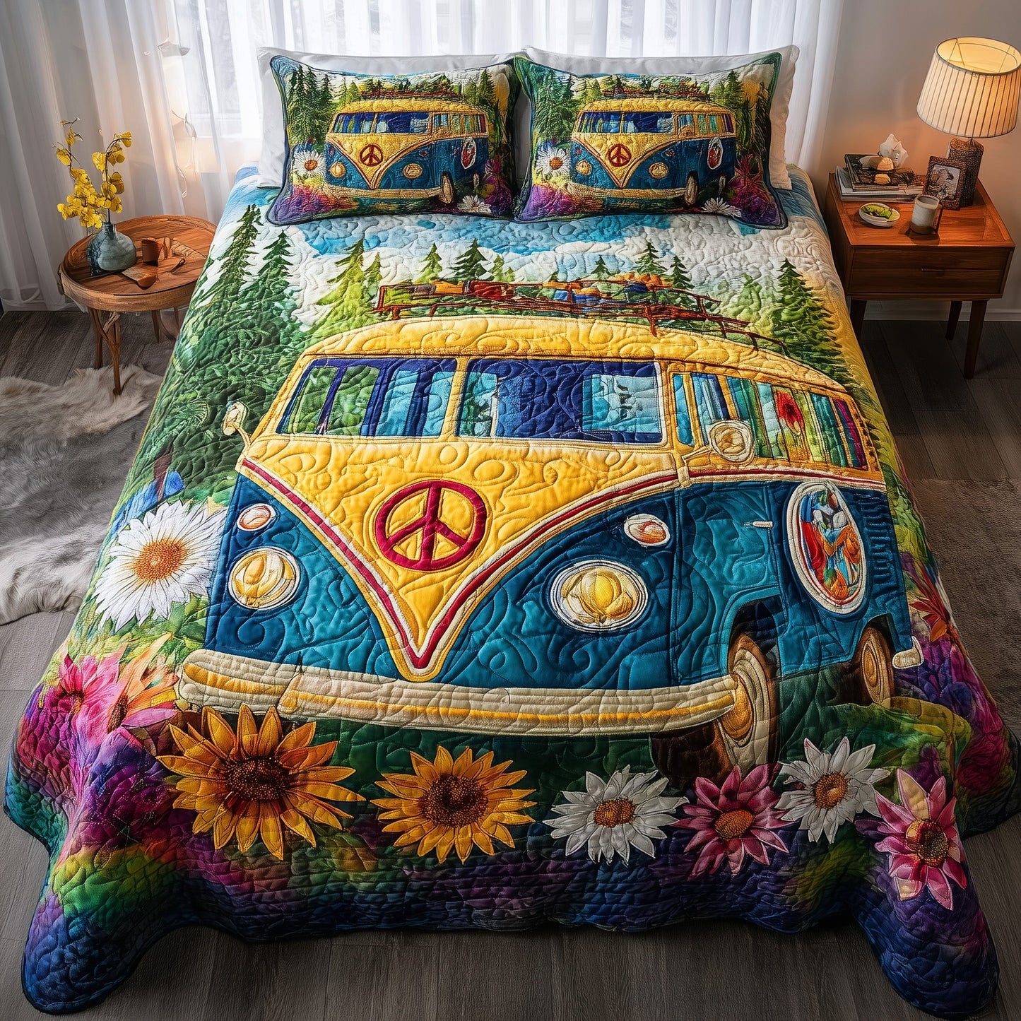 Hippie Van 3-Piece Quilted Bedding Set GFTONL6049