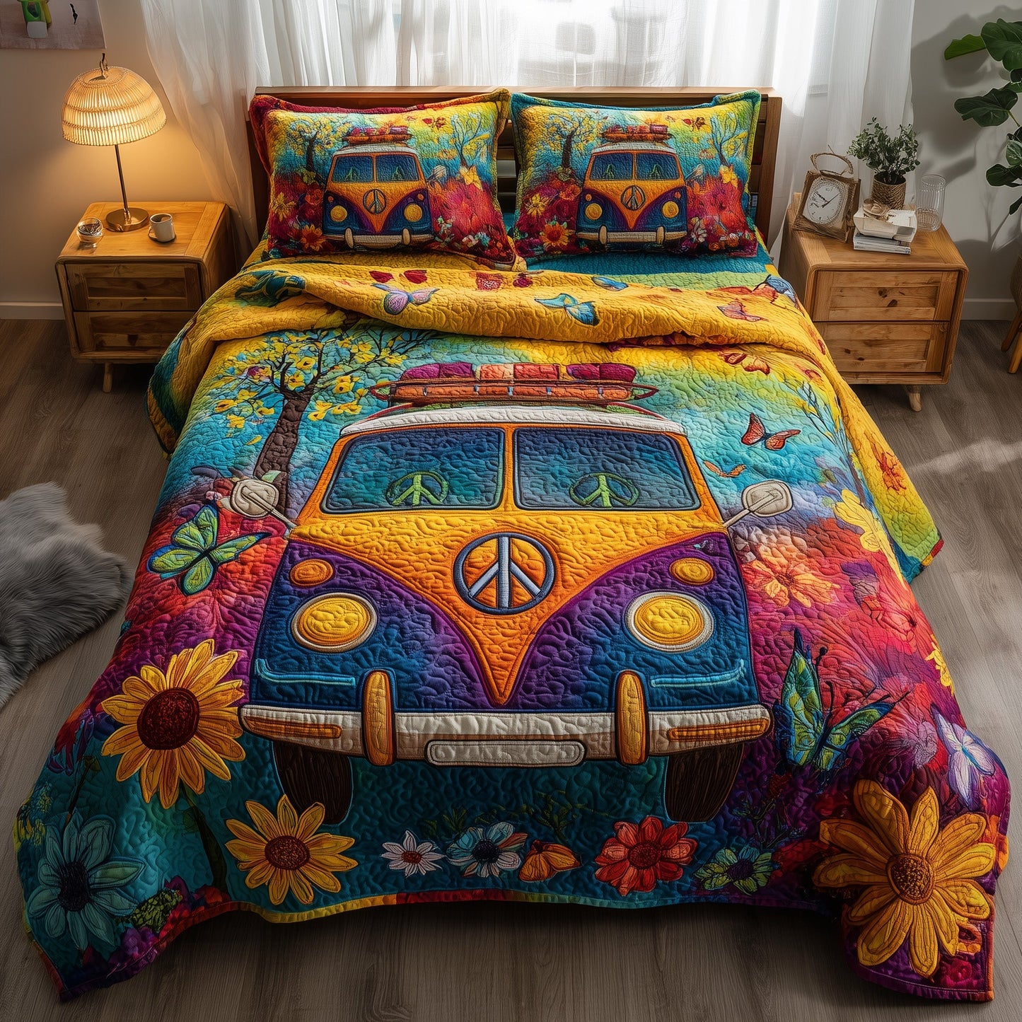 Hippie Van 3-Piece Quilted Bedding Set GFTONL6053