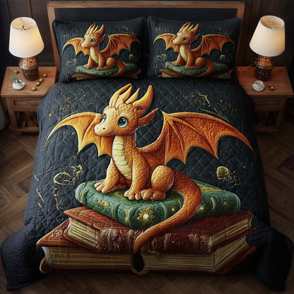 Dragon Book 3-Piece Quilted Bedding Set GFTONL6059