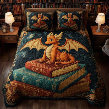 Dragon Book 3-Piece Quilted Bedding Set GFTONL6061