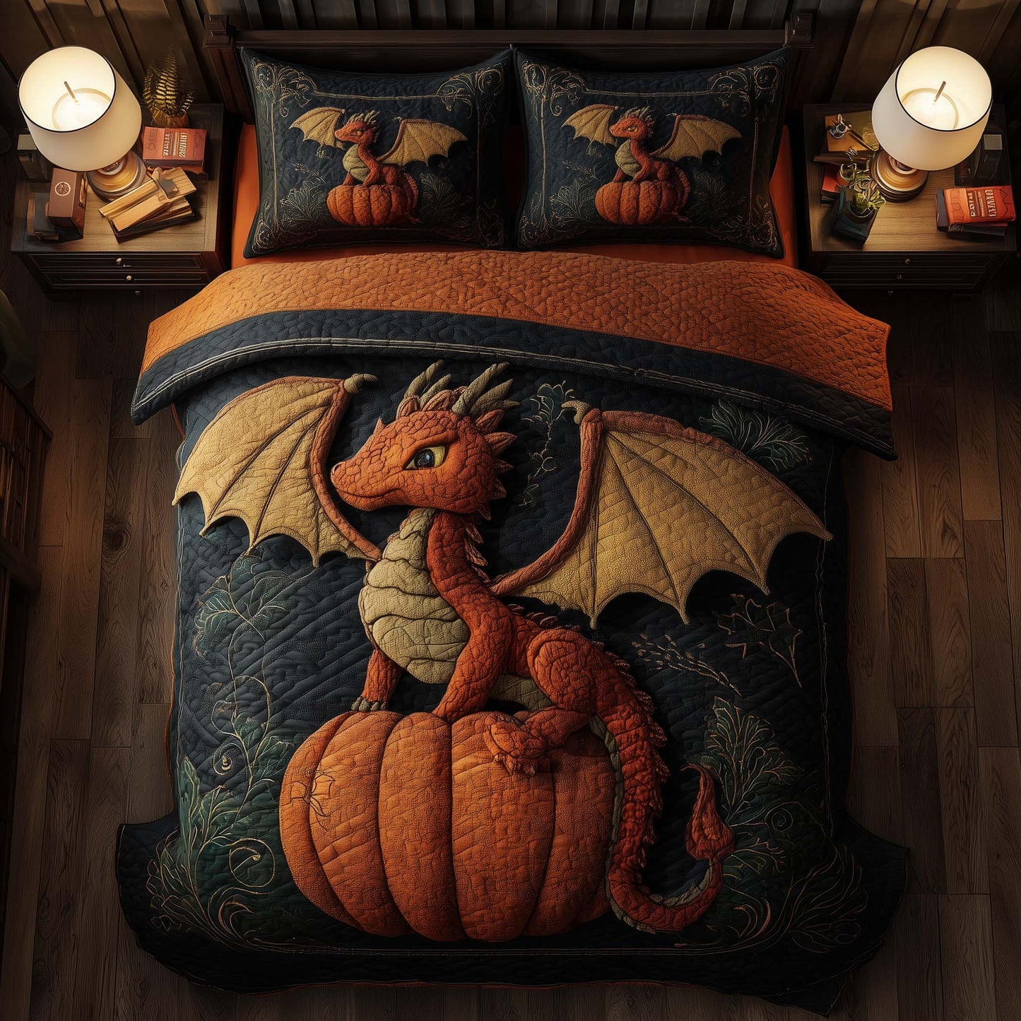 Dragon Pumpkin 3-Piece Quilted Bedding Set GFTONL6062