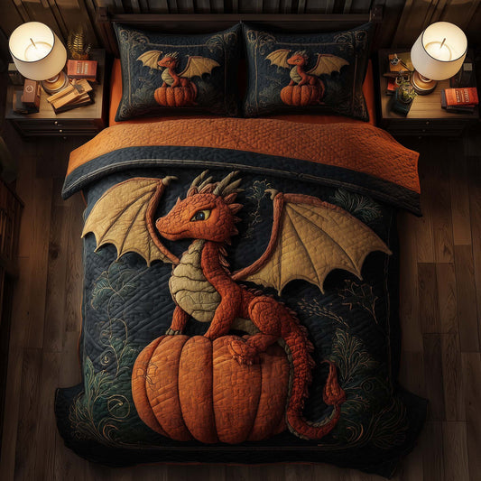 Dragon Pumpkin 3-Piece Quilted Bedding Set GFTONL6062