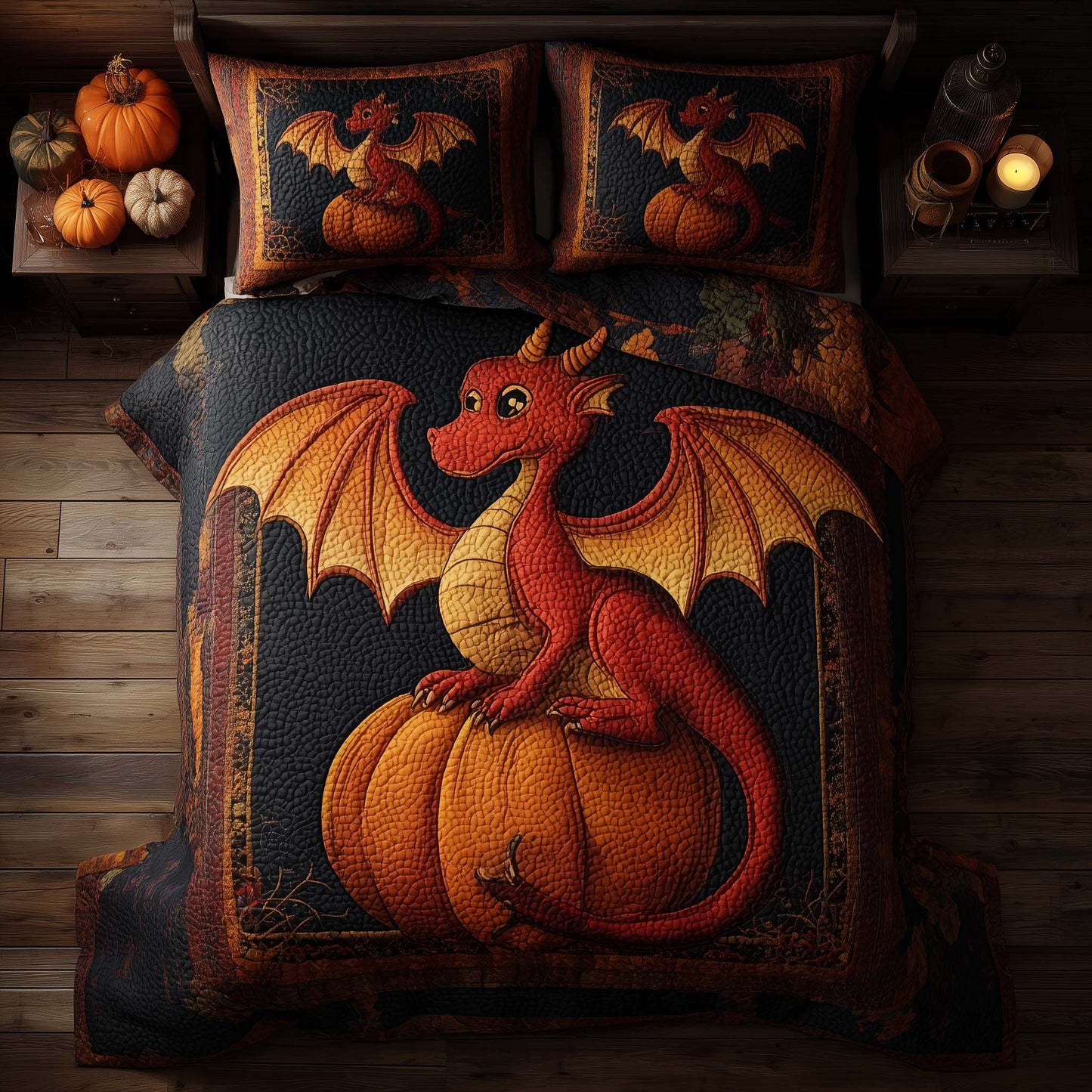 Dragon Pumpkin 3-Piece Quilted Bedding Set GFTONL6066