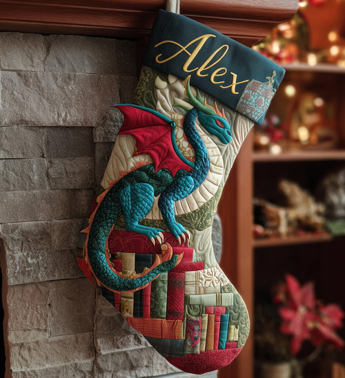 Library Dragon Quilted Christmas Stocking GFTONL6077