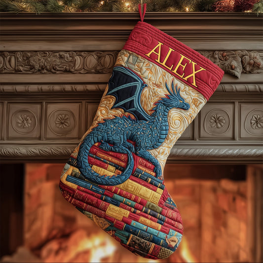 Dragon And Books Quilted Christmas Stocking GFTONL6079