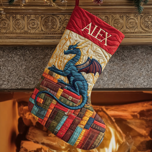 Dragon And Books Quilted Christmas Stocking GFTONL6080