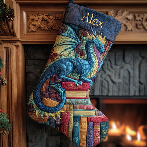 Library Dragon Quilted Christmas Stocking GFTONL6083