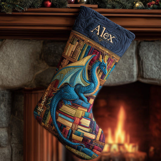 Library Dragon Quilted Christmas Stocking GFTONL6084