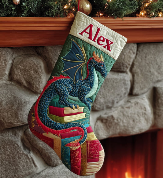 Dragon And Books Quilted Christmas Stocking GFTONL6085
