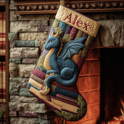 Dragon And Books Quilted Christmas Stocking GFTONL6087