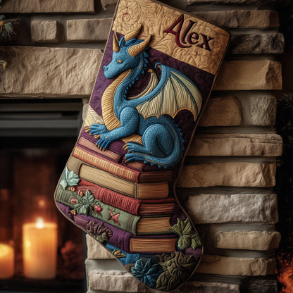 Dragon And Books Quilted Christmas Stocking GFTONL6088