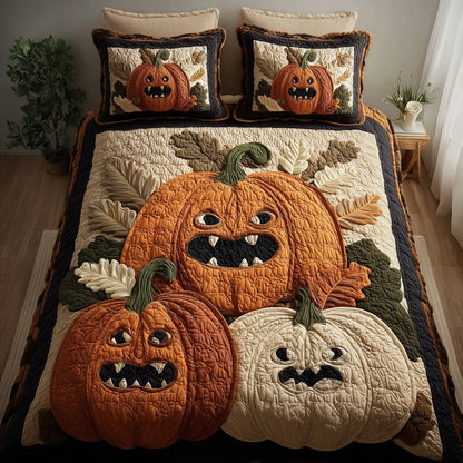 Funky Pumpkin 3-Piece Quilted Bedding Set GFTONL6090